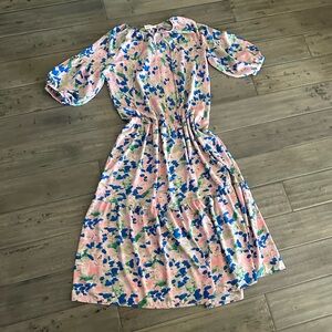 Jane Valken Maxi Dress Size M pink green  Blue Tie Dye Floral